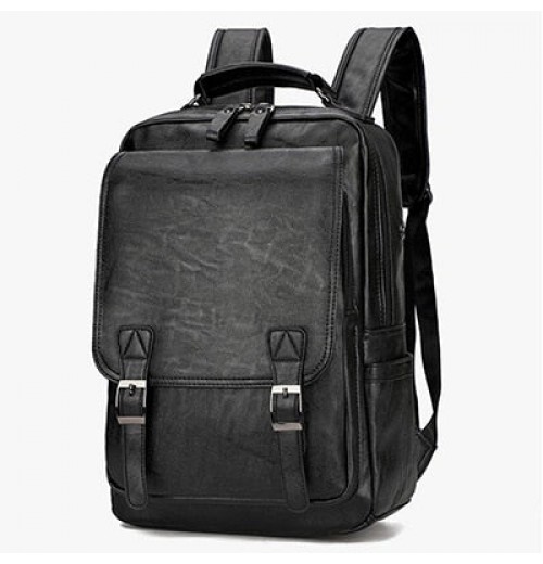 Black Leather Backpack 15 inch Laptop